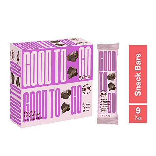 GOODTO GO Soft Baked Bars - Double Chocolate, 9 Pack - Gluten Free, Keto Certified, Paleo Friendly, Low Carb Snacks