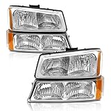 AS Headlight Assembly for 2003 2004 2005 2006 Chevy Silverado/ 03 04 05 06 Avalanche 1500 2500 3500