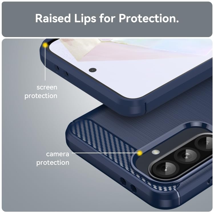 Image of NPRC Hybrid Ultra Slim Protective Case TPU Non-Slip Carbon Fiber Texture Shockproof Case Cover for Samsung Galaxy M15 - Blue