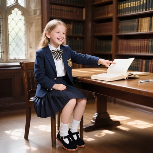 Image of Kiderence Toddler Girl Mary Jane School Uniform Dress Shoes Oxford Flats | Wide Toe Box Great Comfort for Student Shoe and Flower Girl Shoe for Wedding, Parties, Church