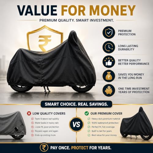Image of Sulfar Water Resistant Universal Bike Cover UV Protection & Dustproof Bike Body Cover for Royal Enfield Bullet Bike (Black)