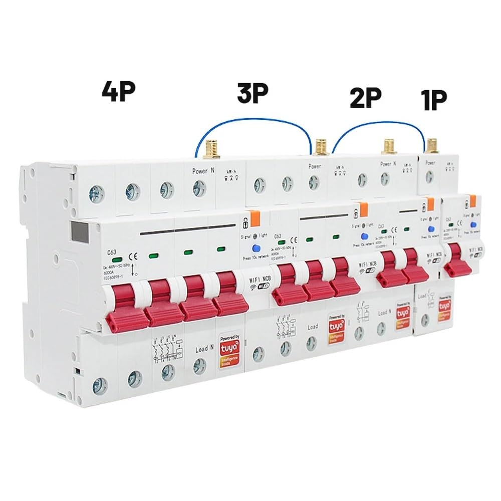 Interruttore Magnetotermico Differenziale Smart WiFi+RS485 AC230V/400V Controllo remoto Contatore di energia Kwh Tensione Corrente Monitor Interruttore di dispersione con timer(3P)