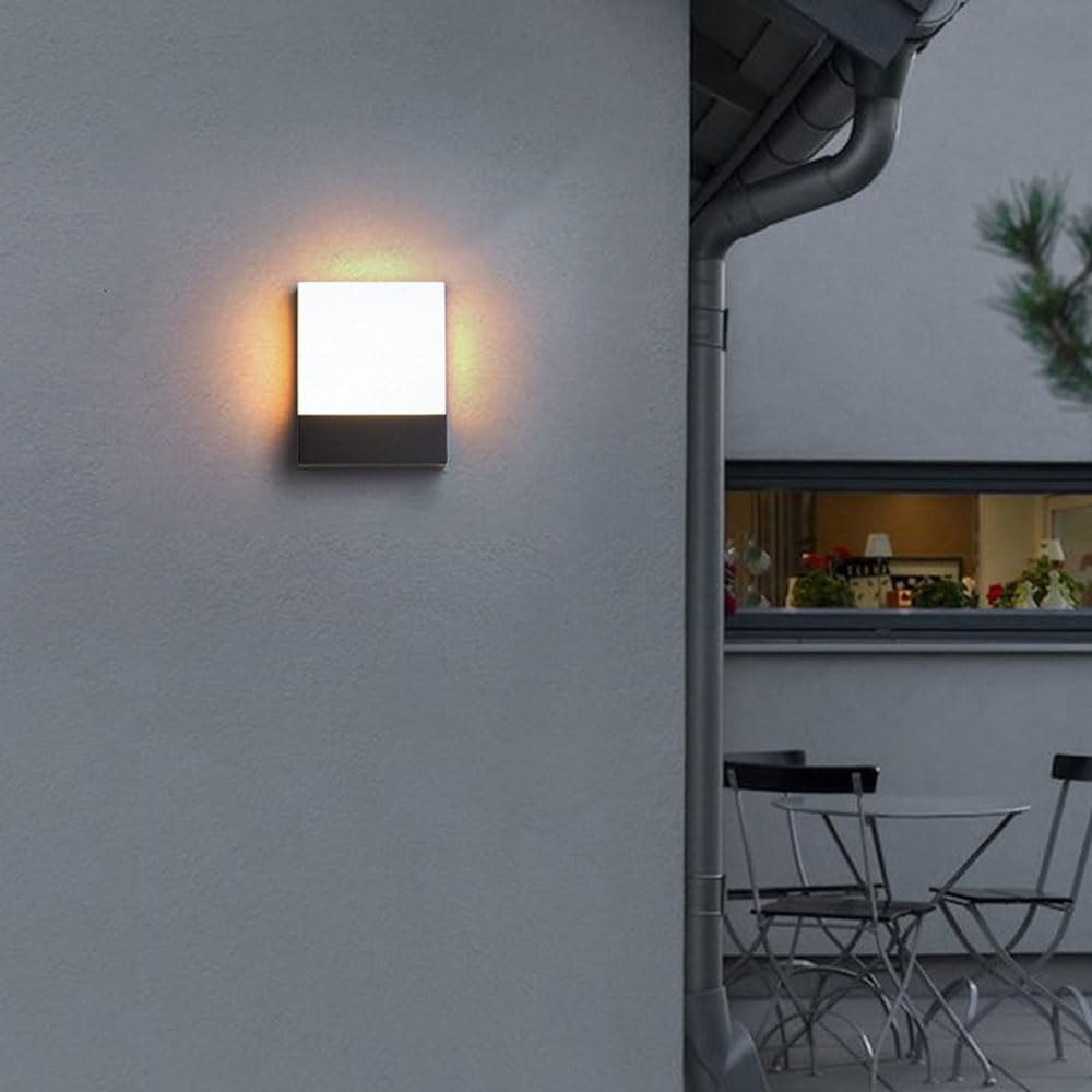 Zewnętrzna lampa ścienna LED, ciepła biel 3000 K, 10 W, aluminiowa, idealna do domu, tarasu, garażu lub ogrodu.