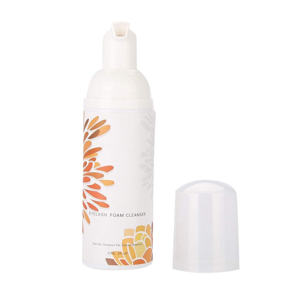 Limpiador de pestañas de espuma de 60 ml, limpiador de pestañas, removedores de maquillaje, removedores de maquillaje de ojos, champú y cepillo perfecto para uso en salón y cuidado del hogar [02]