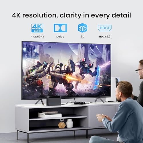 Image of [Upgrade] HDMI Switch 3 in 1 Out, 4K@60Hz with Remote, HDR10+ Dolby VRR 3D