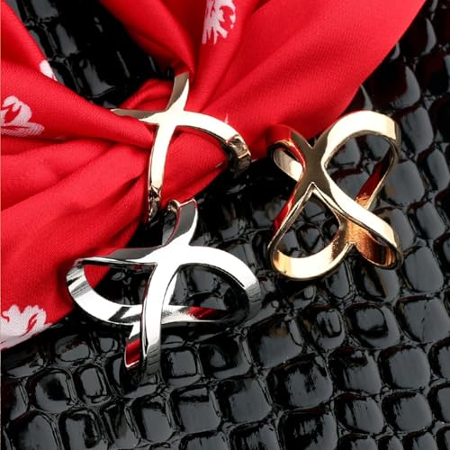 Image of 2 Pcs Scarf Ring Clips for Women Metal Shirt Tightener Cinch Buckle for Silk Scarf Shawl Blouse Sweater T Shirt Clothing Accessories