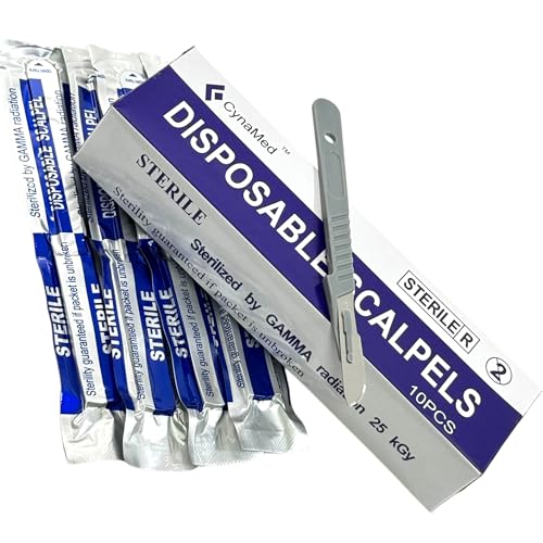 10 Sterile Disposable Scalpels for Craft, Dermaplaining, Dermatology, Laboratory, Biology, Dissection, Dental, Veterinary & More (#21) (2)