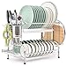 TOMORAL Égouttoir à Vaisselle, Égouttoir à Vaisselle en Acier Inoxydable 304 à 2 Niveaux avec Planche Égouttoir, Support d'ustensiles, Support de Planche à Découper, Égouttoir à Vaisselle , (Argent)