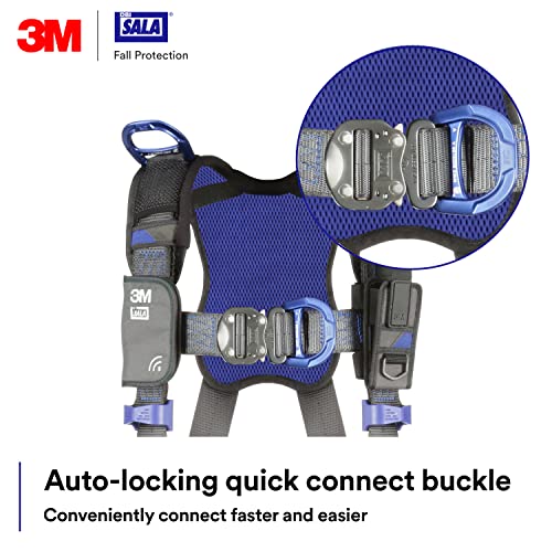 Image of 3M 1113705 DBI-SALA ExoFit X300 Climbing /Positioning /Rescue Safety Harness Fall Protection, OSHA, ANSI, Back, Hip, Front, and Shoulder D-Rings, Auto-Locking Quick Connect Leg and Chest Buckles, Medium