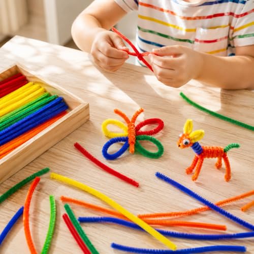 Image of Pipe Cleaner for Craft - 100PCS, Chenille Stems, Fuzzy Sticks for Flower Making (Coffee)