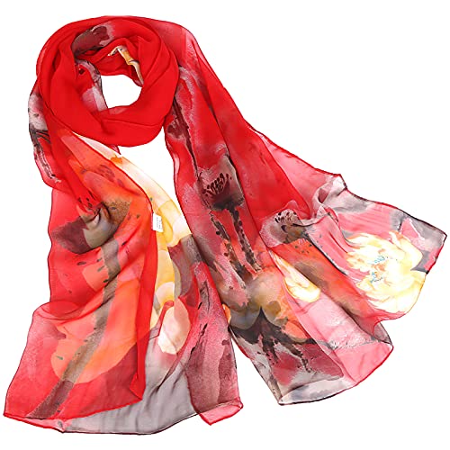 Pack of 4 Chiffon Floral Scarf for Women Fashion Shawls Wraps Lightweight Large Neck Scarves3