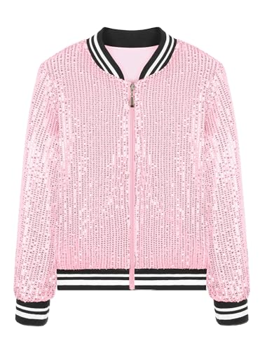 Veste bomber à paillettes avec poches finitions scintillantes