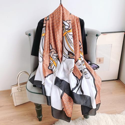 Image of Printed Poly Silken feel Scarf Stole for Women | Stylish, Soft, & Lightweight | Satin Feel Neck Scarf, Hair Scarf, Head Scarf for Women