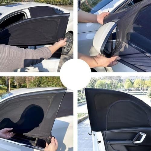 Tendine Confezione da 4 tendine parasole per auto con cerniera interna Per Peugeot 206 (2004-2008), protezione UV e privacy