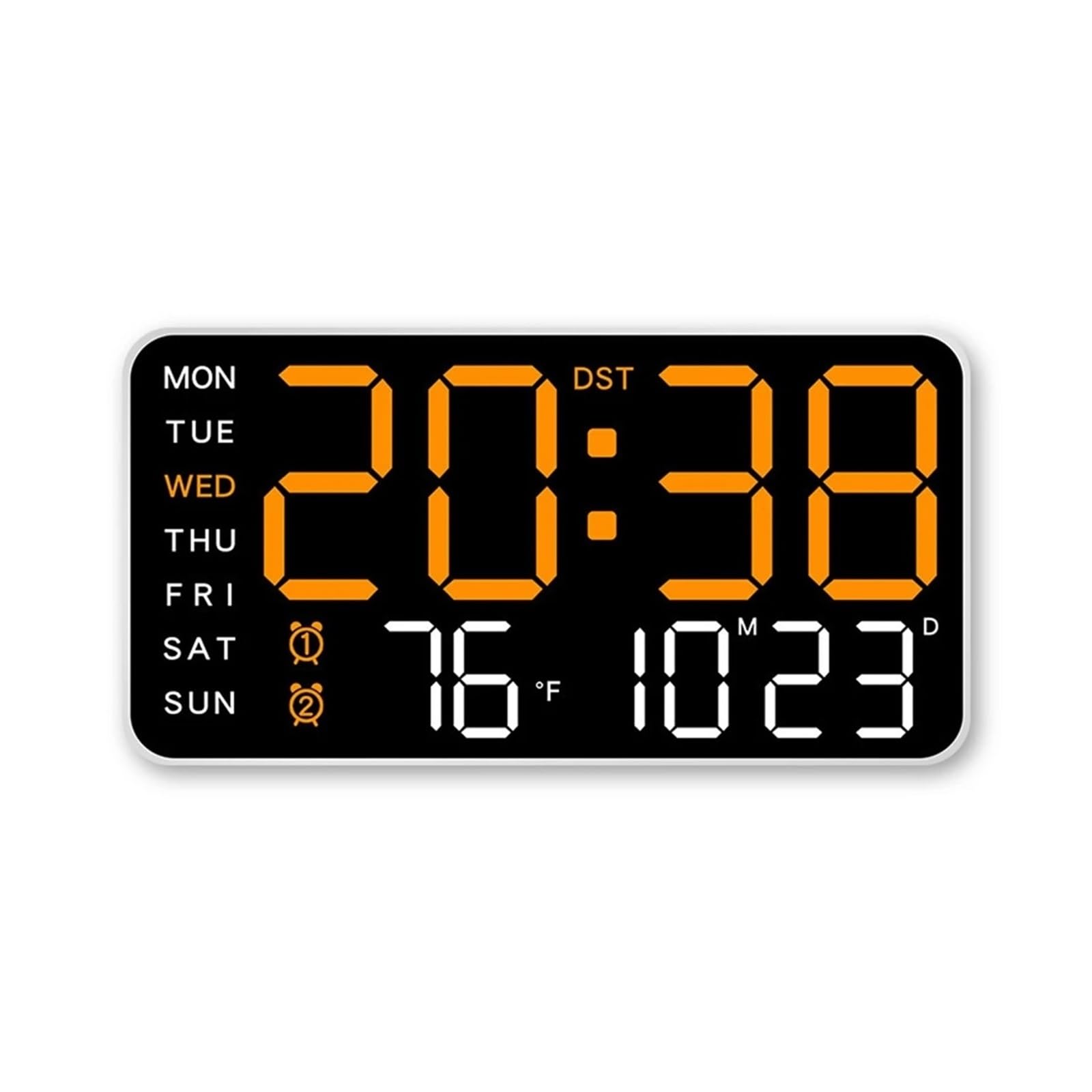 POAHNCU Alarm Clock, LED Digital Wall Clock Temperature Date Week Display Table Alarm Clocks Voice Control Electronic Brightness Adjustment,for Heavy Sleeper(Orange)
