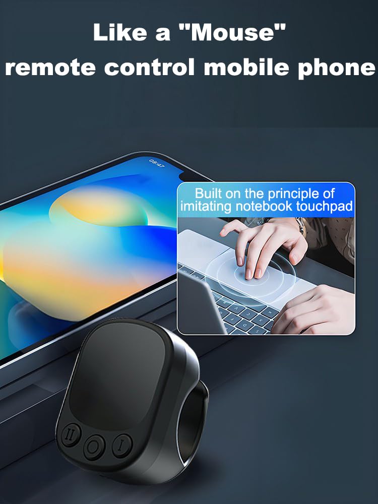 Fingerspitzen Scrolling Ring,2in1 Touchpad Bluetooth5.4 Page Turner & Maus für Tik Tok i-Phone iPad,Tragbare Handheld Bluetooth Maus mit Fernbedienung,Kabellose Finger Scroller Fernauslöser Controller