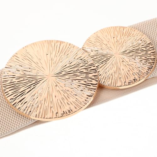 Women'S Stretchy Belt For Dress Jumpsuit Dress Band Vintage Elastic Wide Waist Belt Waistband Beige2