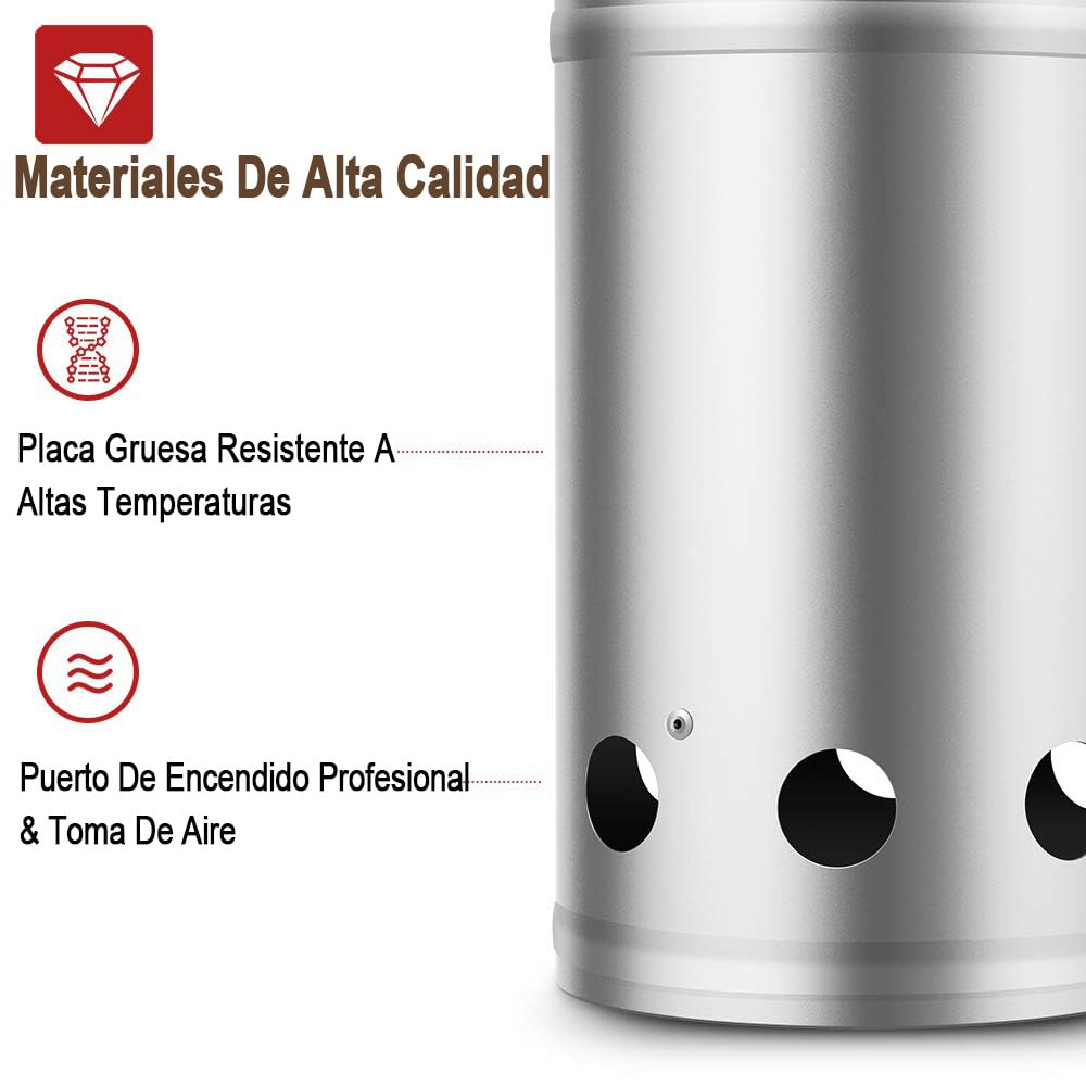 BEAU JARDIN Encendedor de carbón para Barbacoa para encender la Parrilla Arrancador Chimenea Chimenea de 28 x 18 cm Plata Chimenea de Encendido de Encendido Parrilla de Barbacoa Encendedor