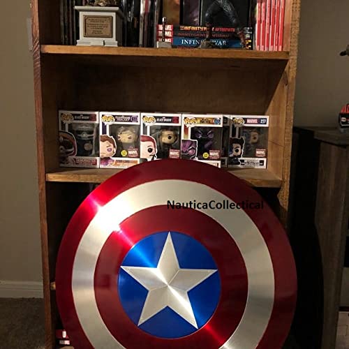 Captain America Shield Super Hero Shield Cosplay Battle Ready Shield Screen Vintage Marvel Metal Prop Replica Shield Adult The Winter Soldier Shield Best Gift Item Italian Quality | 100% Leather Straps | Aluminum Avengers