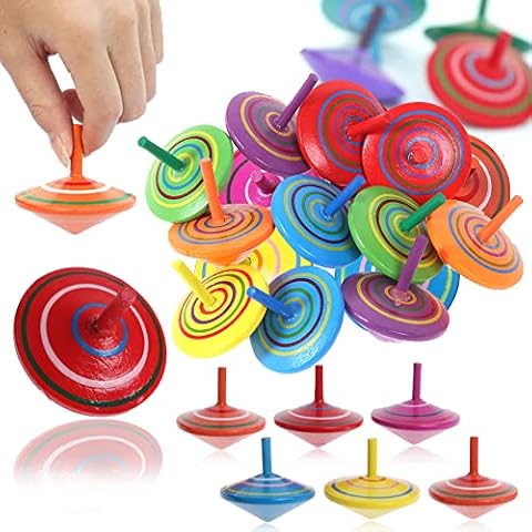 Wooden Spinning Top, 30Pcs Colorful Handmade Painted Wood Spinning Top Toy Desktop Flat Wooden Peg-Top Gyro Toy Children Kids Gift for Kids Children Cover