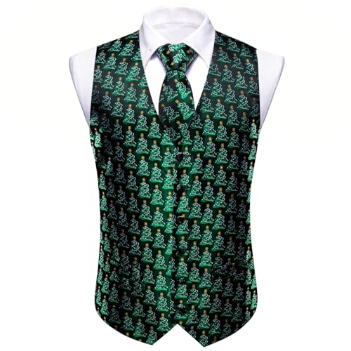 Image of Barry.Wang Mens Red /Green Christmas Suit Vest Holiday Xmas Waistcoat Tie Set Party Tuxedo