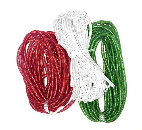 Red, Sliver, Green Christmas Decorative Mesh, 12 yd. Tubes