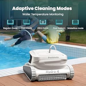Hydro 4 corded robotic pool cleaner for inground pools smart wifi and bluetooth app control automatic schedule 95 coverage waterline wall climbing ideal for pools up to 50 ft in length  urban country home decor