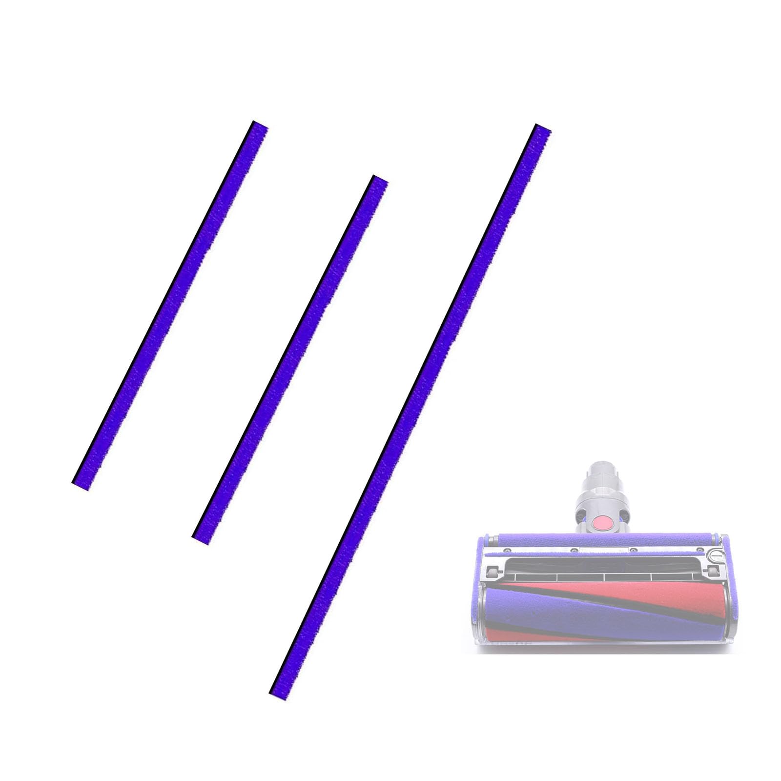 1 Set of 3 Soft Velvet Strips for Dyson V7 V8 V10 V11 Vacuum Cleaner Soft Velvet Roller Suction Head Velvet Strip Replacement Accessories