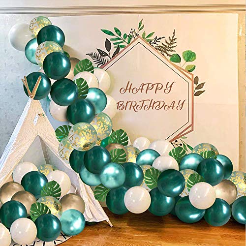 Jungle-Verjaardags-Ballonnen-30-cm-Groen-Wit-Goud-Latex-Ballonnen-met-Palmbladeren-Voor-Babyshower-Tropische-Decoratie-Verjaardagsfeest-Achtergrond-Decoraties-50-stuks