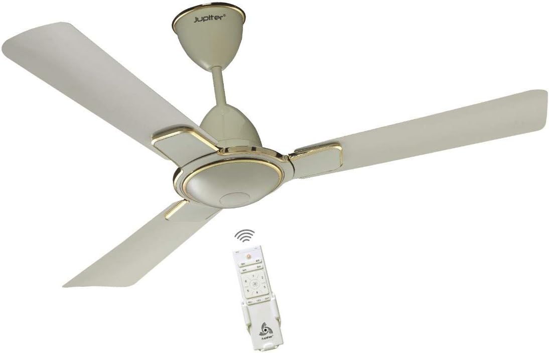 Jupiter Kaira 3 Blades BLDC Motor 1200 mm | Energy Efficient 5 Star Energy Saver | High Speed Decorative Ceiling Fan Remote Controlled | Royal Ivory Deco