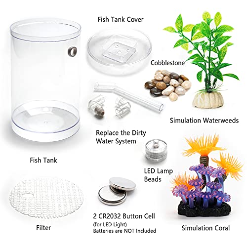Betta Fish Tank, 360 Aquarium with LED Light, 1 Gallon Fish Bowl, Small Fish Tank Starter Kit, Beta Fish Tank Self… - Image 7
