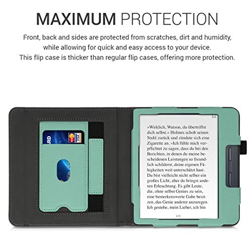 kwmobile hoes compatibel met Kobo Libra H2O - Hoesje voor ereader in turquoise/bruin/mintgroen - Slapende Uil - Met… - Image 4