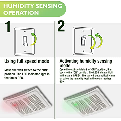 Image of Homewerks 7136-02HW Bathroom Humidity Sensor Powerful Exhaust Ventilation Fan 140 CFM Whisper Quiet 1.0 Sone Energy Star