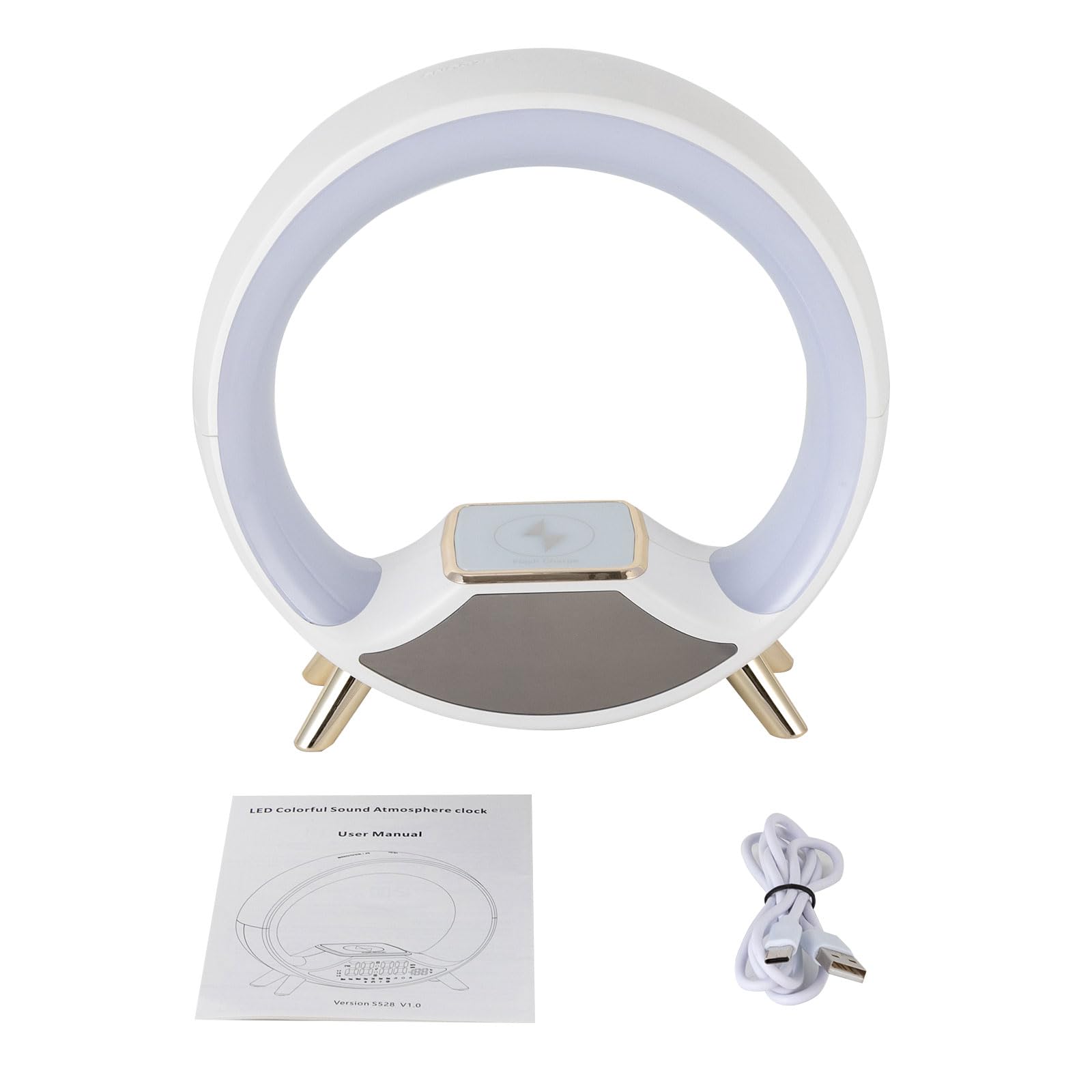 Lampada da comodino USB, dimmerabile, con funzione di ricarica rapida wireless e timer, cambia colore, luce notturna da tavolo per camera da letto (bianco)