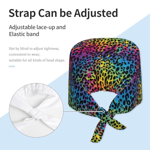 Image of Working Cap Scrub Cap with Sweatband Adjustable Unisex Women Tie Back Hat Nurse Surgical Caps