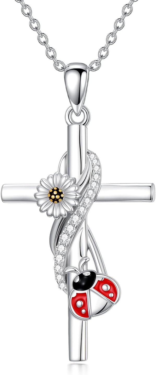 Cross Necklace for Women 925 Sterling Silver Abalone Irish Celtic Pendant Infinity Christian Jewelry Mothers Day Gifts for Wife Mother Mom