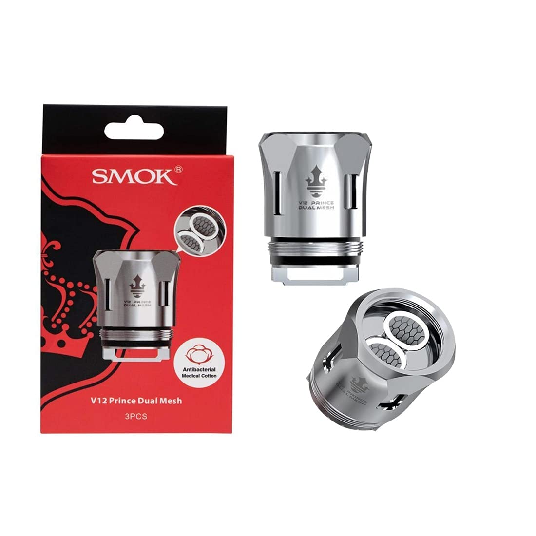 Smok TFV12 V12 Prince Dual Mesh Coils - 0.2 Ohm for SMOK X-Priv Kit, TFV12 P-Tank, Stick P-25 Kit Pack of 3 No Nicotine