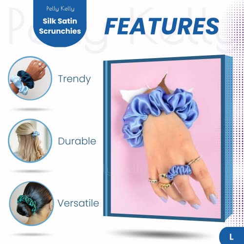 Image of Satin Scrunchies Hair Bands for Women | No-Damage Elastic Hair Ties for Ponytails & Buns | Fluffy & Stylish Rubber Bands | Large Size | Pack of 5
