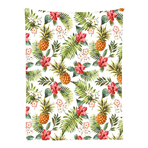 Ottoy Pineapple Tropical Super Soft Micro Fleece Blankets Quilt Plush Lightweight Dual-Sided Decorative Couch, Sofa, Travel, Lap, Bed Throw Blanket,60