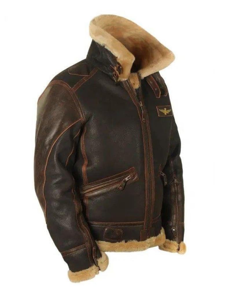 SUCADA Kältejacke Herren Winter Plus Samtverdickung Fleecejacke Herren Slim Fit Retro Kunstlederjacke Herren Outdoor Casual Warm Langarm Jacke Herren