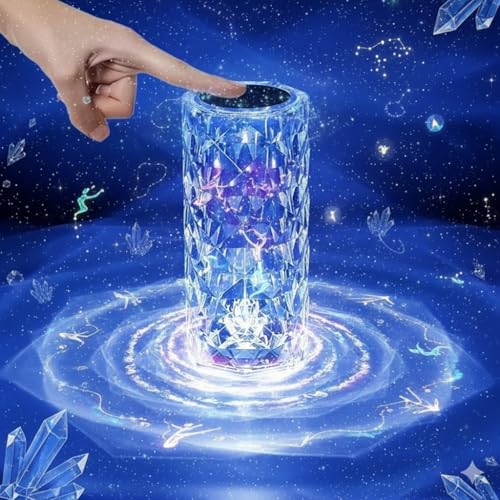 Image of Crystal LED Table Lamp Night Lights Remote & Touch Sensor, USB Rechargeable, 16-Color Changing Lamp for Bedroom, Living Room, or Study (Diamond-Multi)