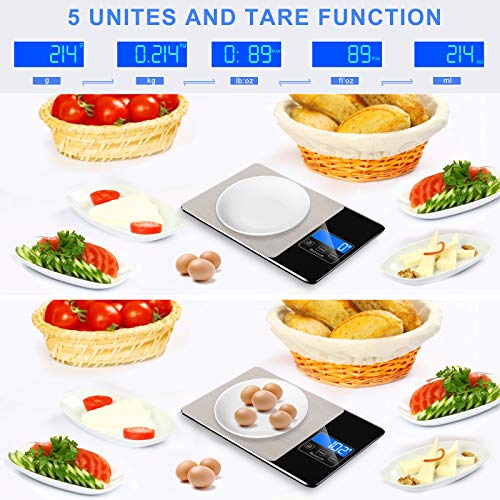 Food Scale, Rcruvvh 33Lb/15Kg Kitchen Scale With 1G/0.1Oz Precision, 9.8X6.6In Large Digital Food Scale With Combined Stainless Steel And Tempered Glass, Good Waterproof For Cooking And Baking #TOP4