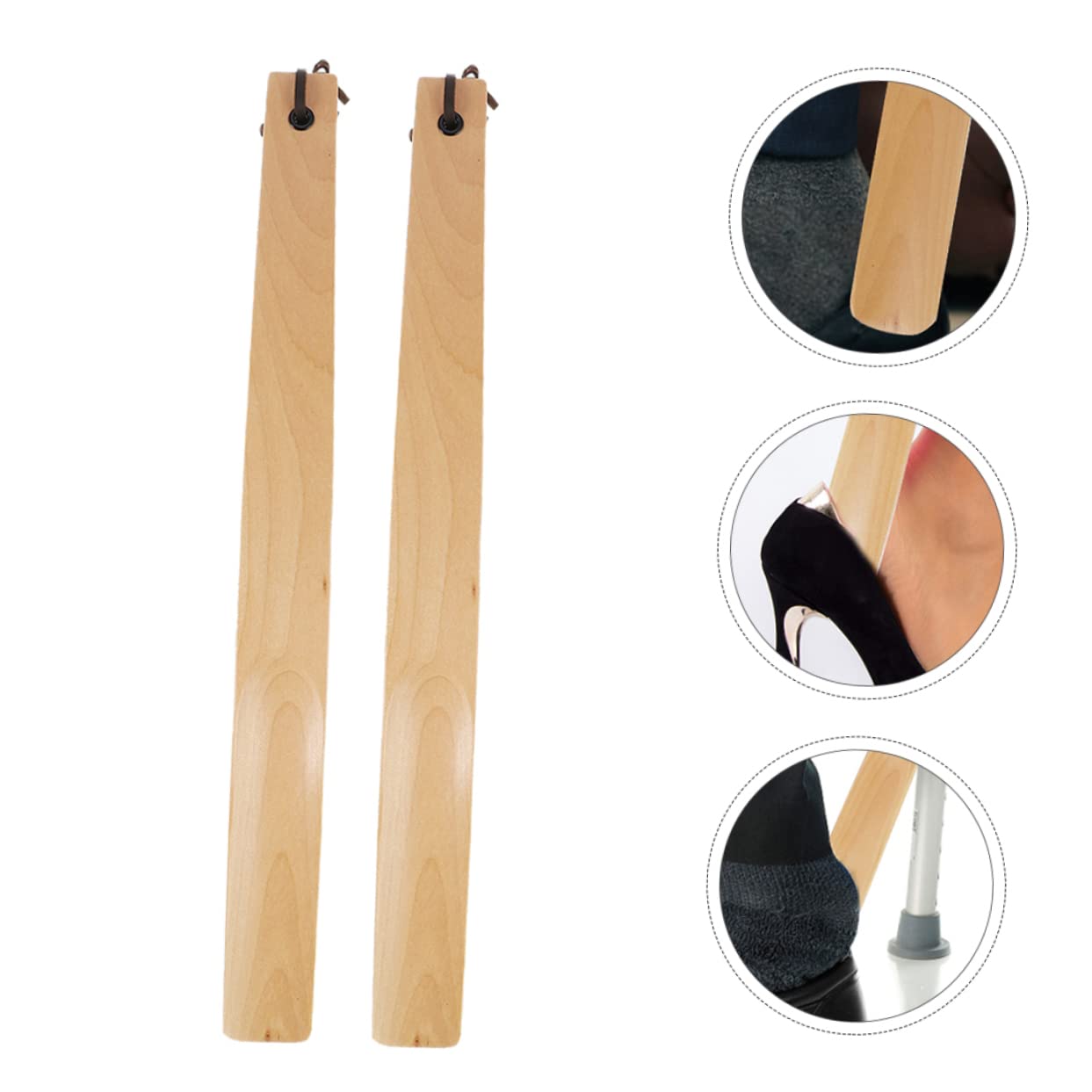 6piezas Calzadores De Madera Larga Para Calzar Zapatos Prácticos y Resistentes Para Uso Doméstico