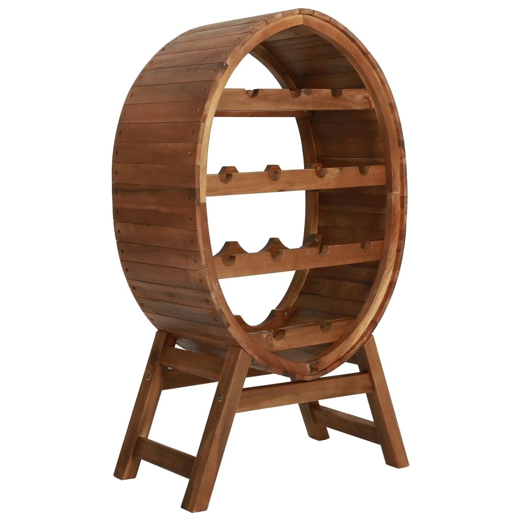 LJLB Wooden Wine Rack for 13 Bottles, Solid Acacia Wood with Oil Finish, Indoor and Outdoor Use, Easy Assembly
