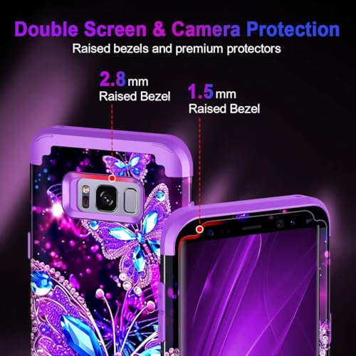 Casetego for Galaxy S8 Plus Case,Glow in The Dark Three Layer Heavy Duty Sturdy Shockproof Full Protection Rugged Hard PC+Soft TPU Bumper Case for Samsung Galaxy S8 Plus,Dark Purple by Casetego - Used condition - Image 5