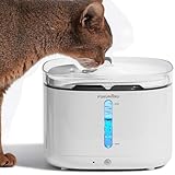 FUKUMARU 2L Trinkbrunnen für Katze Kabellos, Katzenbrunnen Kabellos mit Bewegungsmelder, Batteriebetrieben Katzentrinkbrunnen, 5000mAh, Leise Wasserpumpe, Wasser-Energie-Trennung, weiß