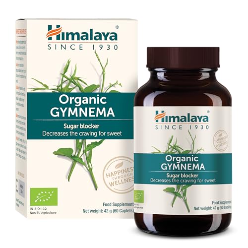 Himalaya Organic Gymnema 60 comprimidos, apoya el control de peso, pérdida de peso, niveles de glucosa, reducción del apetito, reducción del antojo de dulce, orgánico, vegano, ayurvédico