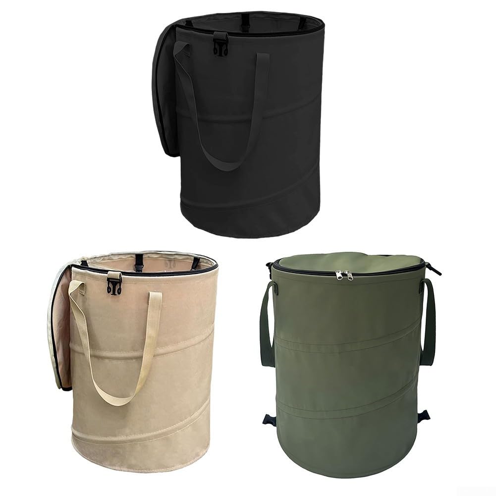 Tragbarer, faltbarer Outdoor-Mülleimer, Oxford-Gewebe, faltbar, für Camping, Picknick, Grillen, Reisen und Garten, leicht zu reinigen, wetterfest, Beige