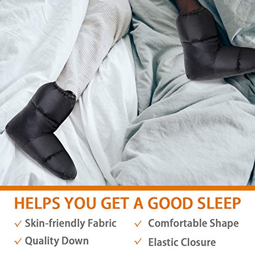 Down Booties Men Women Backpacking Down Slippers (Black, Large)3