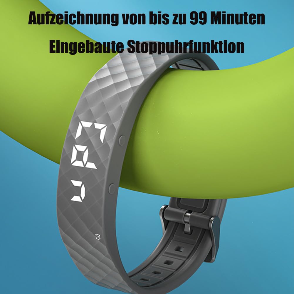 Vibroband Pro Wecker-Lautloses Armband Mit Schlaf Tracker, Multifunktiona Vibrationswecker Armband, Tragbarer Verstellbarem, Wasserdicht, Inklusive Kalorien- Und Schrittzähler (Silbergrau)